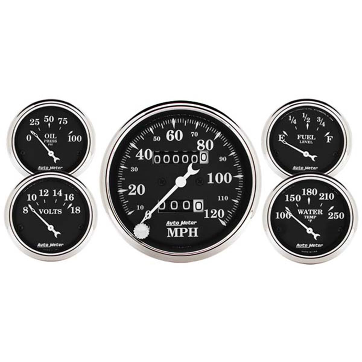 OLD TYME BLACK 5-PCE GAUGE KIT, , scaau_hi-res