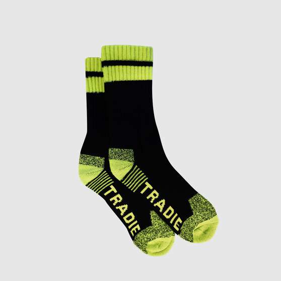 TRADIE MENS 3PK ACRYLIC CREW SOCK BLACK/YWL 11-13, , scaau_hi-res