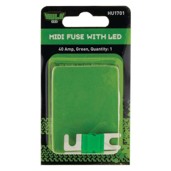 PKT 1 MIDI FUSE GREEN 40 AMP WITH LED 32 VDC, , scaau_hi-res