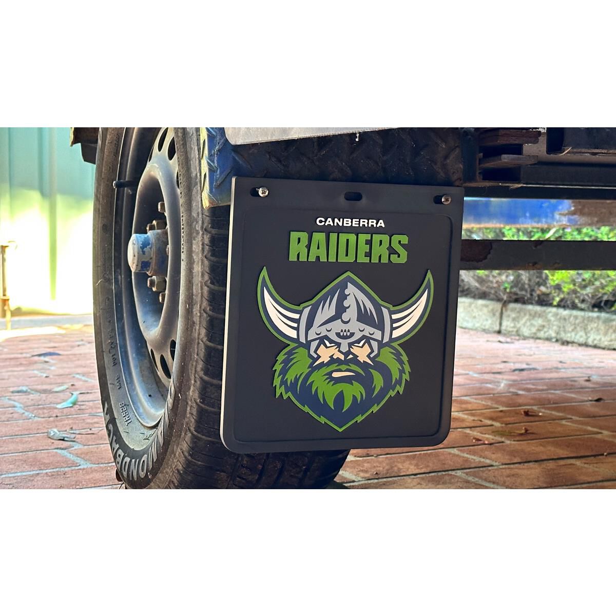 355MM DROP X 300MM WIDTH BLACK MONO MUDFLAP  - RAIDERS, , scaau_hi-res