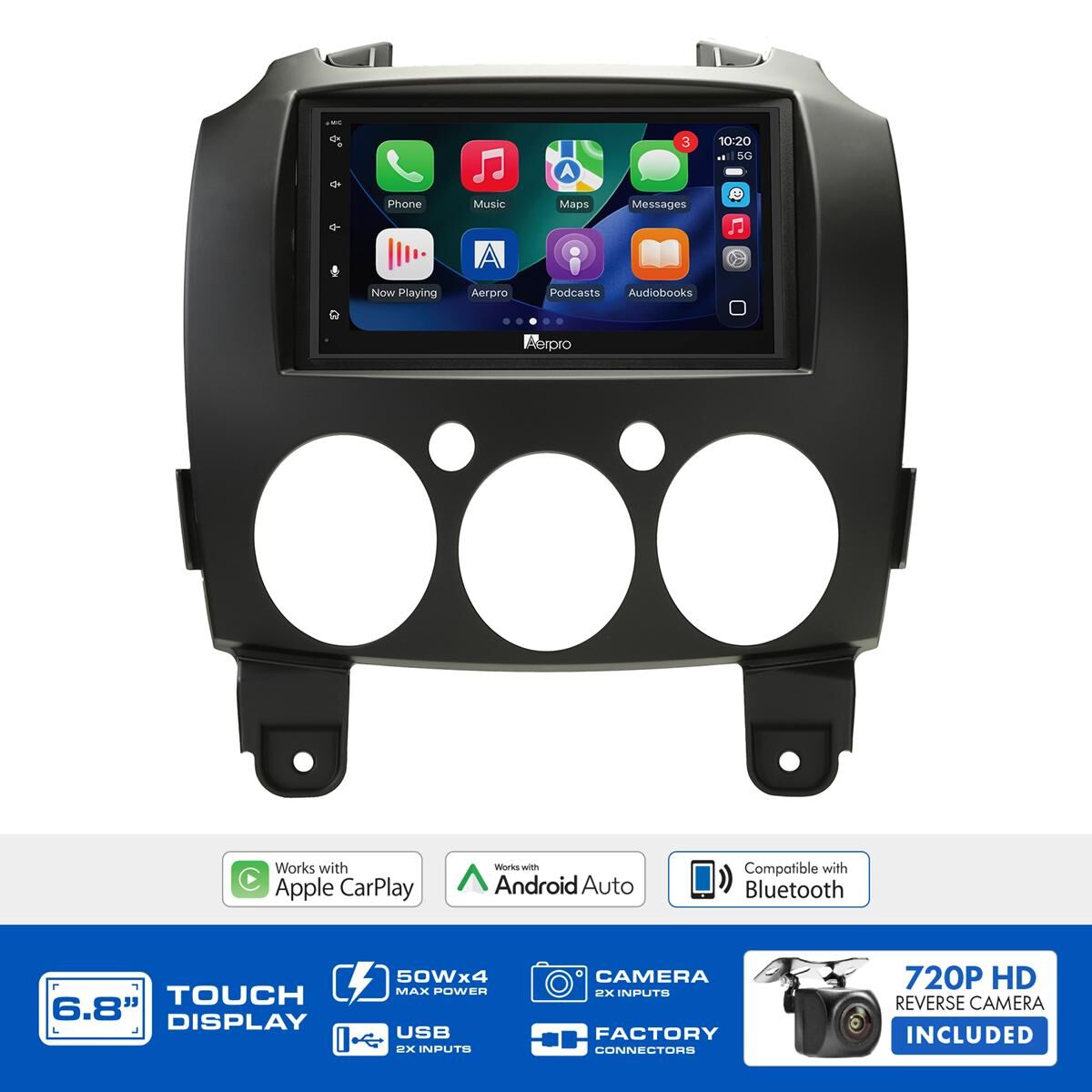 AERPRO 6.8" MULTIMEDIA RECEIVER HEAD UNIT KIT TO SUIT MAZDA 2 &ndash; AX7510K, , scaau_hi-res