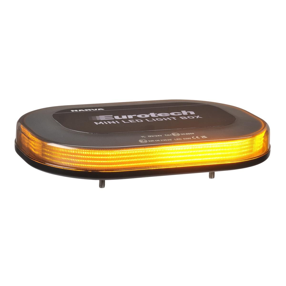 Narva 12-24 Volt Eurotech Mini LED Light Box (Amber, Flange Base, Clear Smoked Lens), , scaau_hi-res