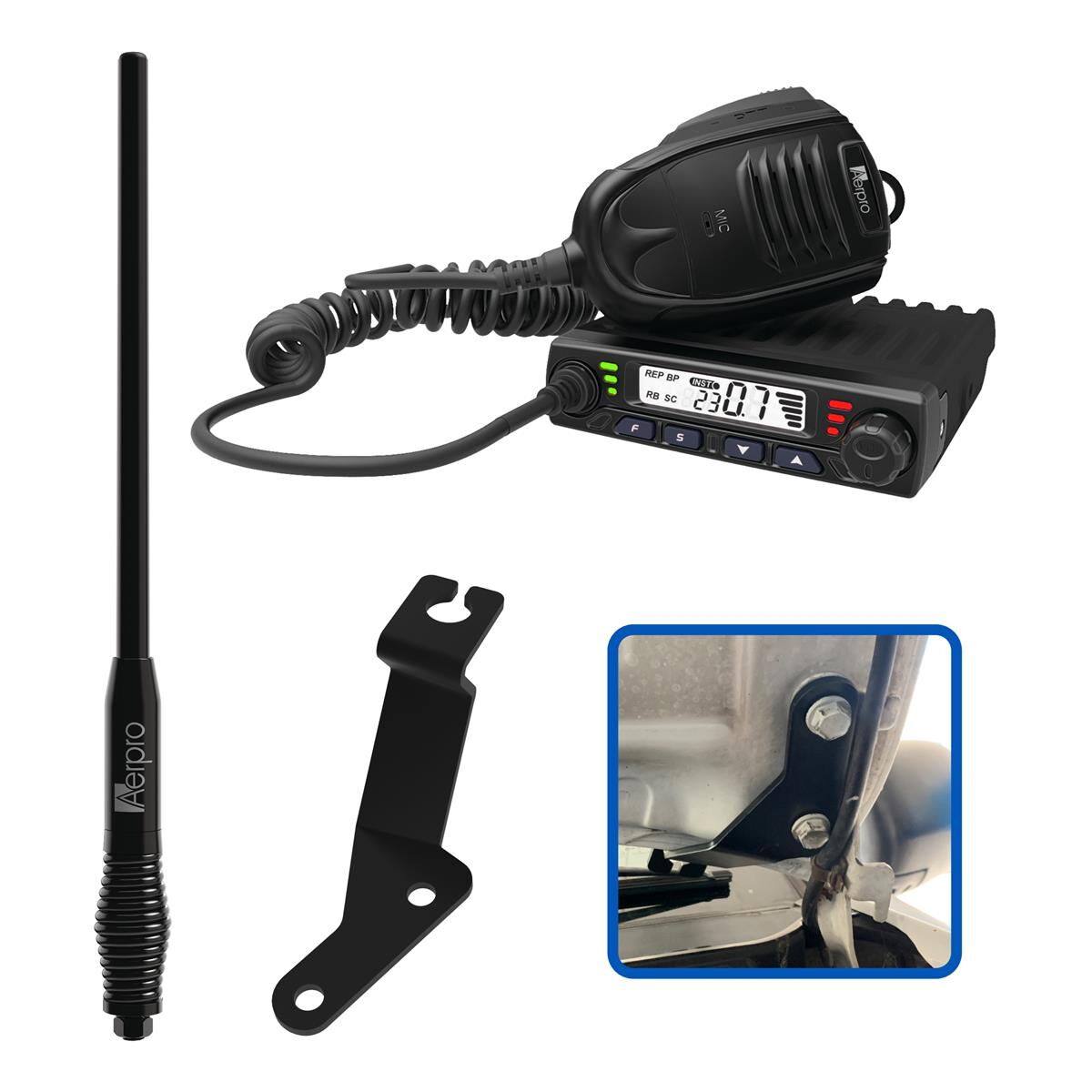 COMPACT 5W UHF CB KIT TO SUIT TOYOTA HILUX 2005-2015, , scaau_hi-res