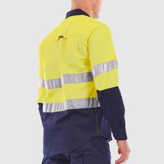 TRADIE LONG SLEEVE REFLECTIVE SHIRT HI VIS YELLOW/NAVY S, , scaau_hi-res