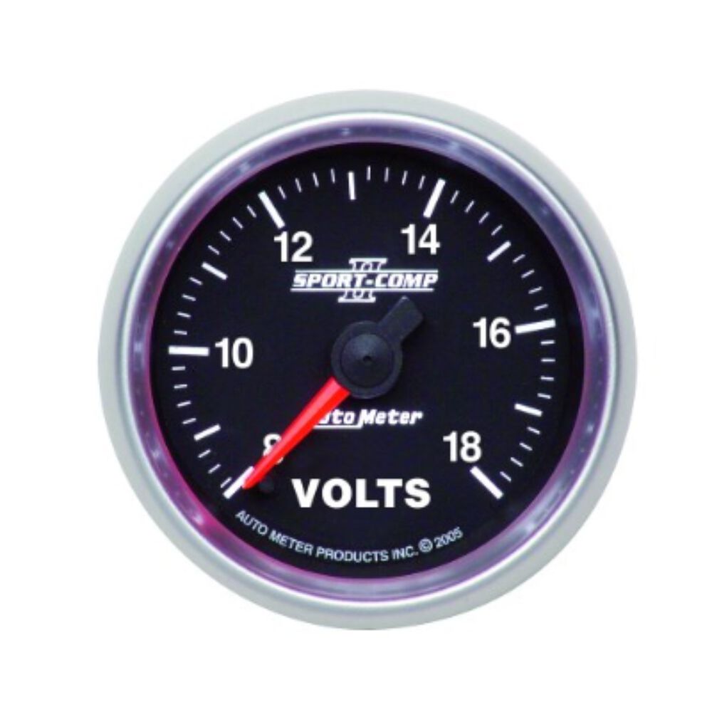 Autometer Voltmeter Electric 2 1/16 Inch, Full Sweep, 8 18V, AU3691