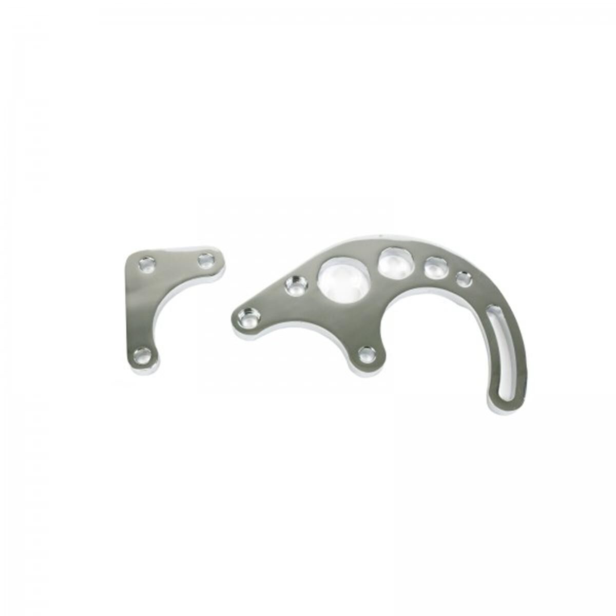 ALUMINUM POWER STEERING BRACKET KIT - CHEVY SB, LONG WATER PUMP, DRIVER SIDE, 2PCS, POLISHED, , scaau_hi-res