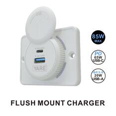 FLUSH MOUNT DUAL USB CHARGER 12/24V USB-C/USB-A Output 65W/20W WHITE - FMC6520CAW, , scaau_hi-res