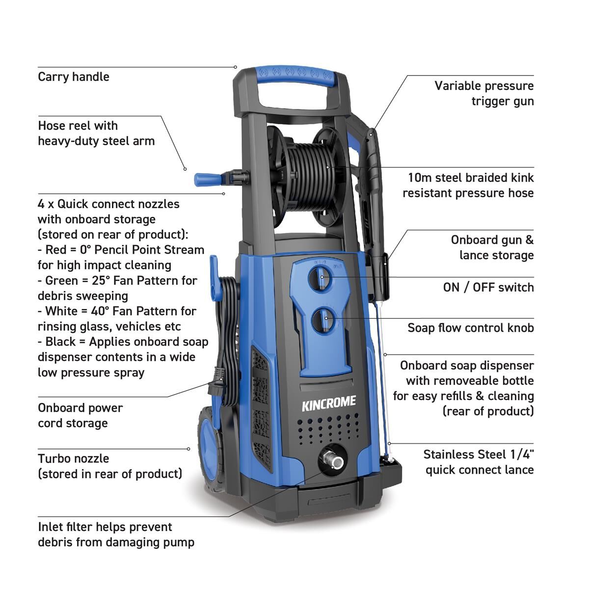 ELEC PRESSURE WASHER 2400W 2800PSI, , scaau_hi-res