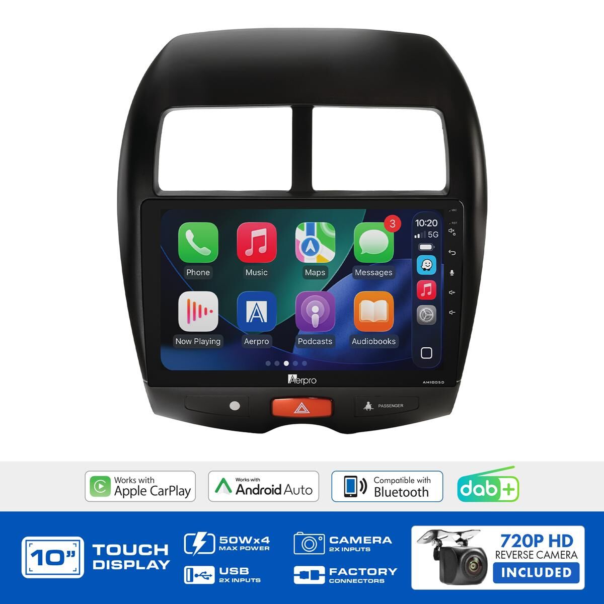 AERPRO 10" MULTIMEDIA RECEIVER HEAD UNIT KIT TO SUIT MITSUBISHI ASX (2010-2017) CITROEN C4 AIRCROSS TYPE B (2012-ON) & PEUGEOT 4008 (2012-2013) - NON-AMPLIFIED - AMDMB14, , scaau_hi-res