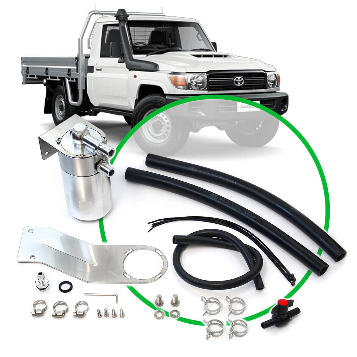 OIL CATCH TANK FULL KIT SUIT LANDCRUISER 79 SERIES 4.5L 07-0, , scaau_hi-res