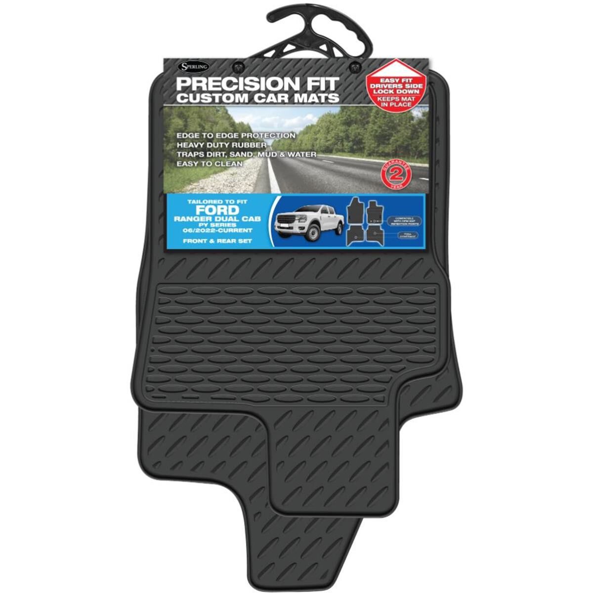 SPERLING PRECISION FIT PVC CUSTOM FLOOR MATS SUITS FORD RANGER PY DUAL CAB 06/2022-ON, , scaau_hi-res