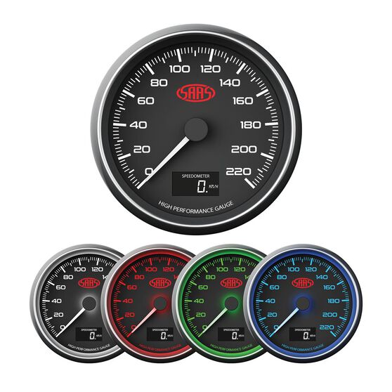 SAAS Muscle Series Speedometer 0220 KPH 3.5 Inch InDash, Black