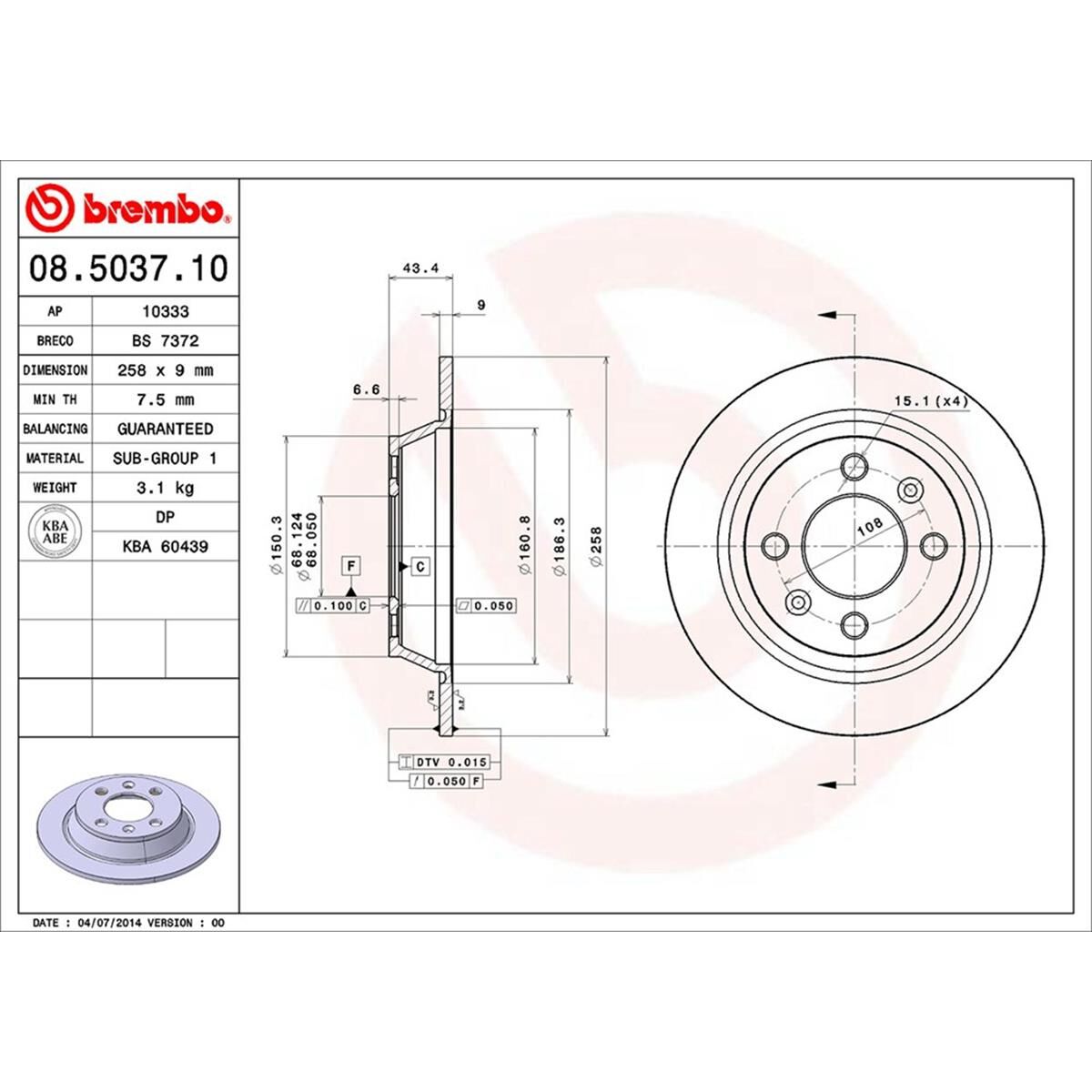 BREMBO DISC ROTOR, , scaau_hi-res