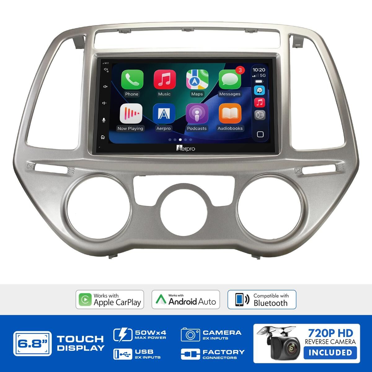 AERPRO 6.8" MULTIMEDIA RECEIVER HEAD UNIT KIT TO SUIT HYUNDAI i20 &ndash; AX8183K, , scaau_hi-res