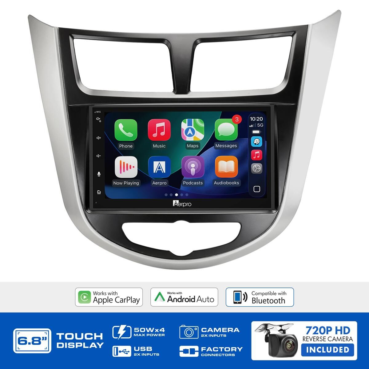 AERPRO 6.8" MULTIMEDIA RECEIVER HEAD UNIT KIT TO SUIT HYUNDAI ACCENT &ndash; AX8074K, , scaau_hi-res