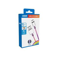 LASER RAINBOW USB C NYLON-BRAIDED CHARGING CABLE 1M – FAST CHARGE, DURABLE, TANGLE-FREE, , scaau_hi-res