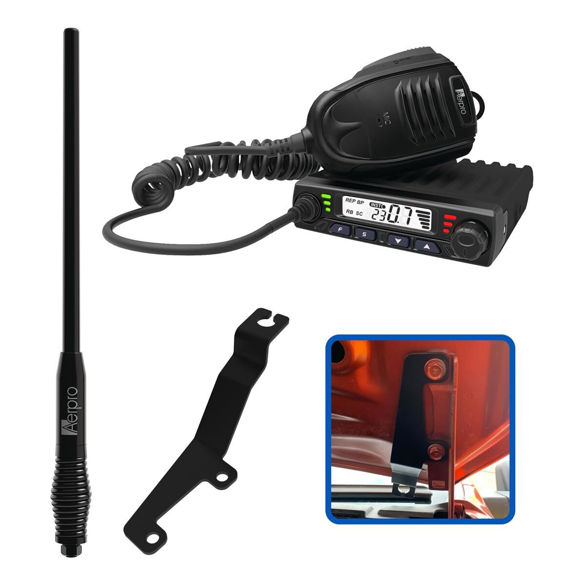 COMPACT 5W UHF CB KIT TO SUIT ISUZU D-MAX & MU-X 2021-ON, , scaau_hi-res