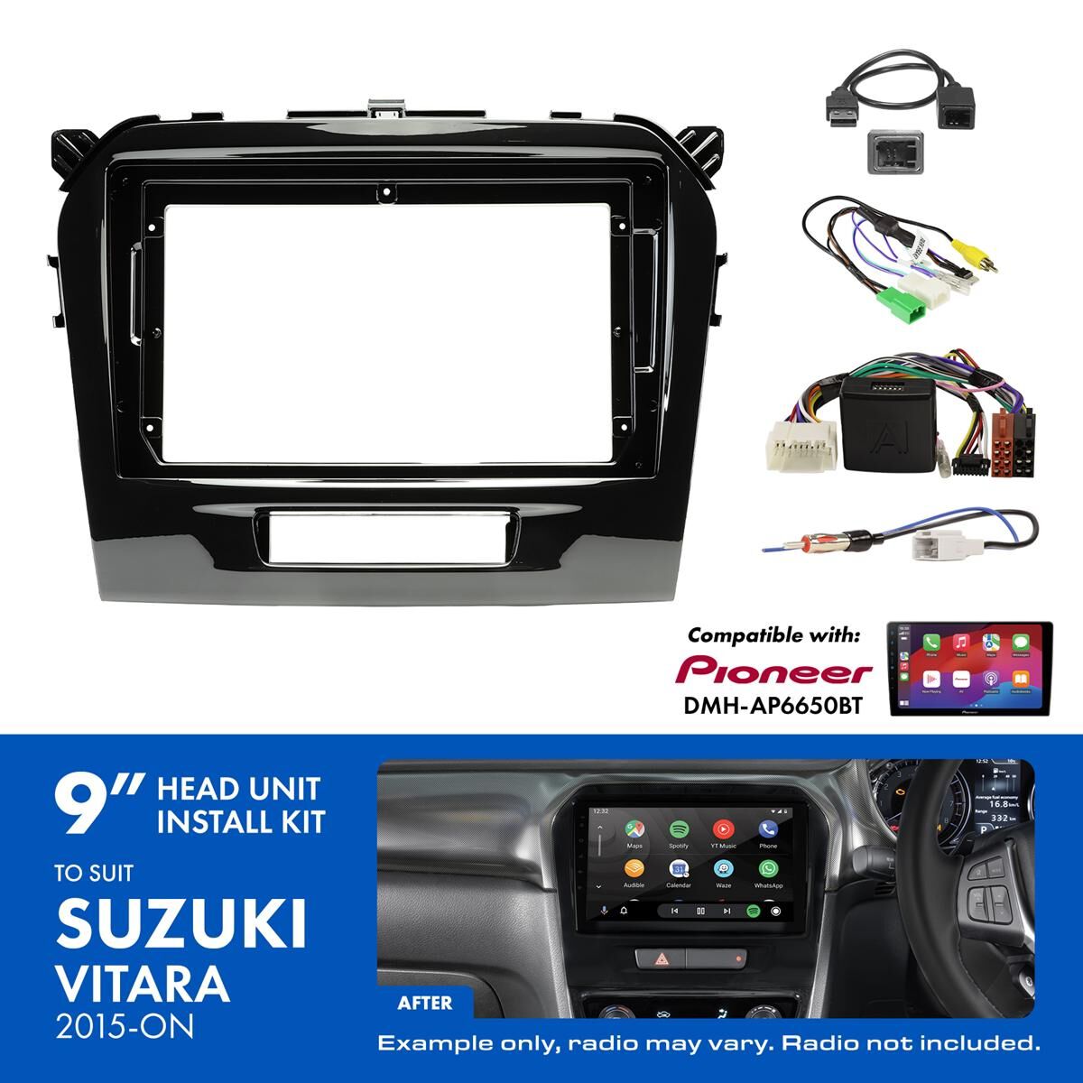 9" HEAD UNIT INSTALL KIT TO SUIT SUZUKI VITARA 2015-, , scaau_hi-res