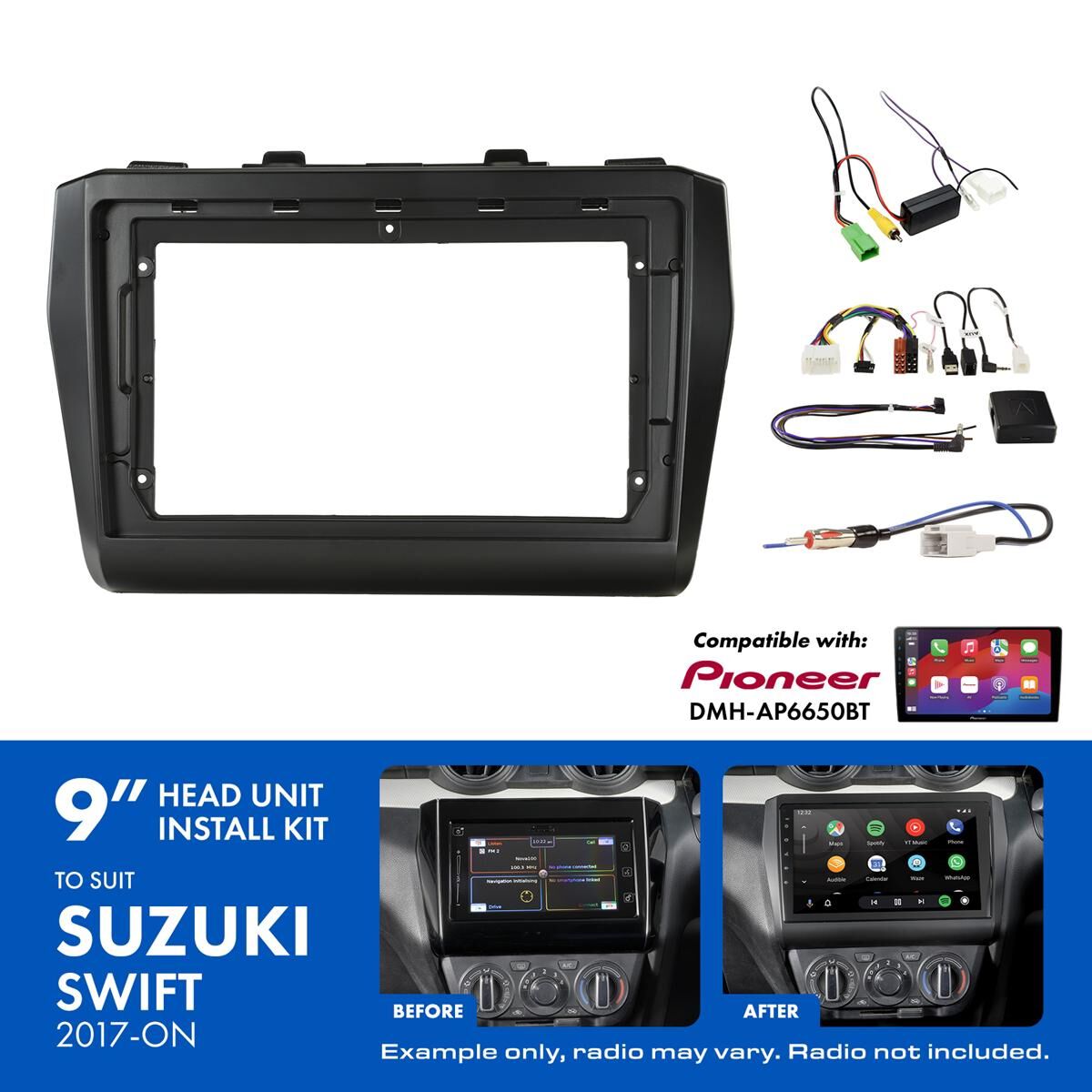 9" HEAD UNIT INSTALL KIT TO SUIT SUZUKI SWIFT 2017-, , scaau_hi-res