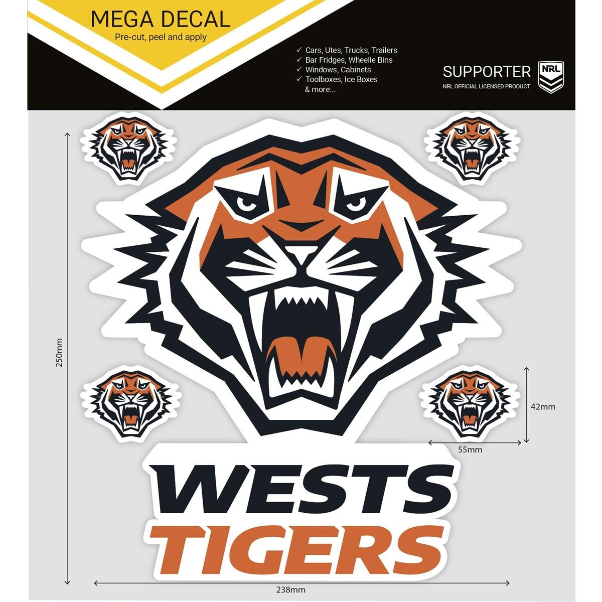WESTS TIGERS ITAG MEGA DECAL, , scaau_hi-res