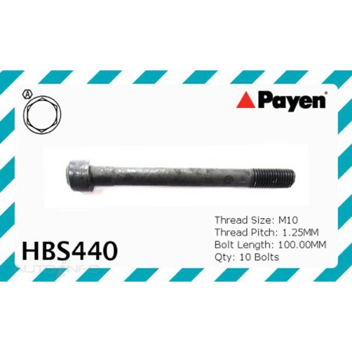 PAYEN HEAD BOLT MITSUBISHI 4G37 10MM, , scaau_hi-res