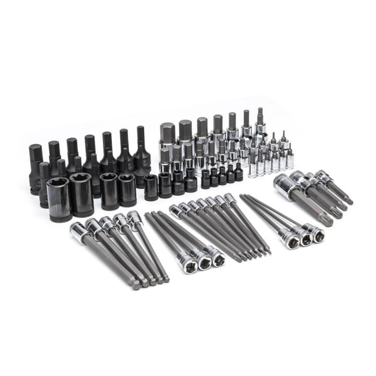 74 PIECE 1/4&rdquo;, 3/8&rdquo; & 1/2&rdquo; DRIVE METRIC BIT SOCKET SET IN FOAM STORAGE TRAY, , scaau_hi-res
