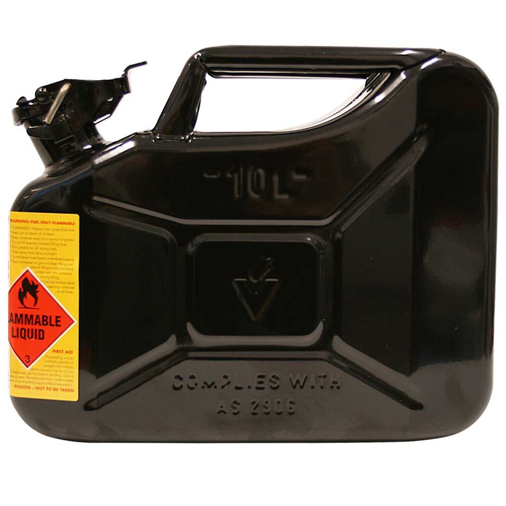 METAL JERRY CAN 10L OIL BLACK CARTON QTY 4, , scaau_hi-res