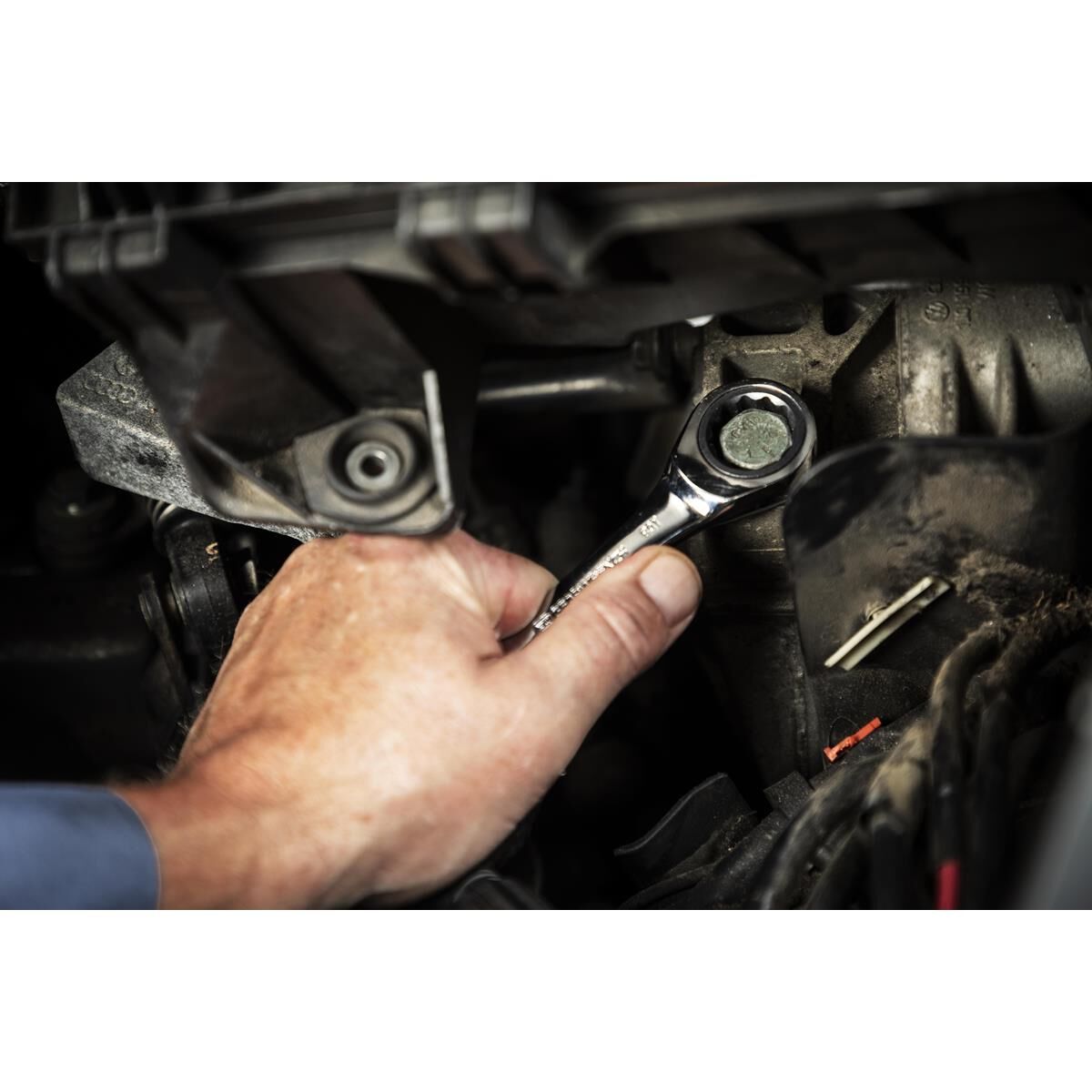 7 PIECE 90-TOOTH 12 POINT SAE STUBBY RATCHETING COMBINATION WRENCH SET, , scaau_hi-res