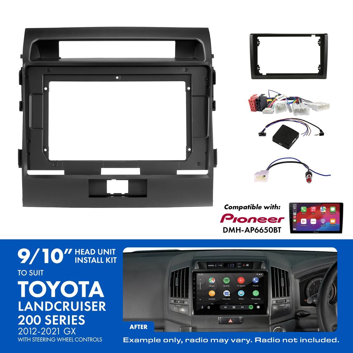 9"/10" HEAD UNIT INSTALL KIT TO SUIT MODEL TOYOTA LANDCRUISER 200 SERIES (2012-2021), , scaau_hi-res