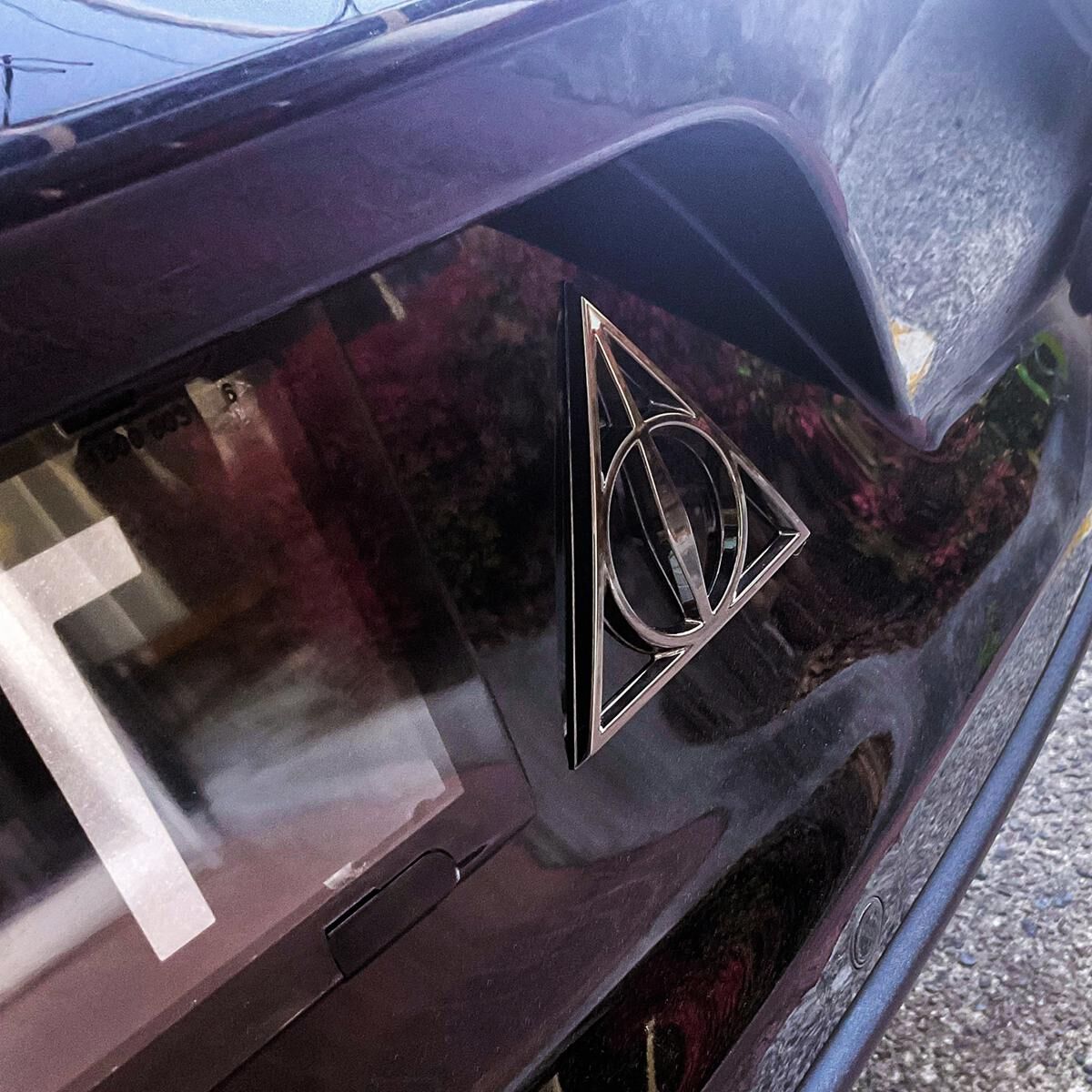 HARRY POTTER DEATHLY HALLOWS 3D CAR EMBLEM (BLACK CHROME), , scaau_hi-res