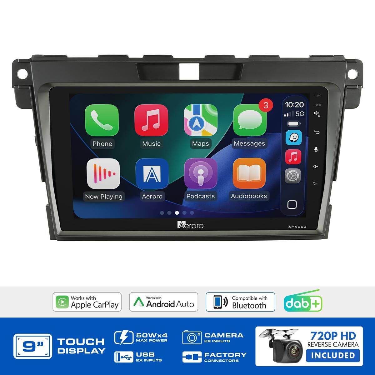 AERPRO 9" MULTIMEDIA RECEIVER HEAD UNIT KIT TO SUIT MAZDA CX7 (2009-2012) - AMPLIFIED - AMDMZ21, , scaau_hi-res
