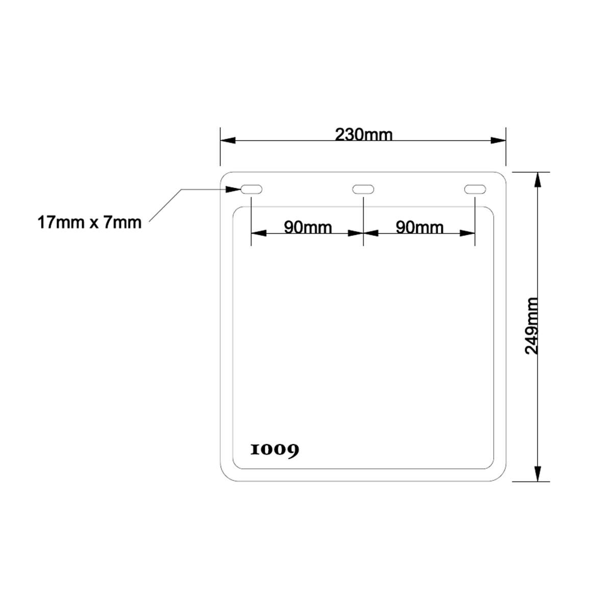 250MM DROP X 230MM WIDTH BLACK MONO MUDFLAP  - RABBITOHS, , scaau_hi-res