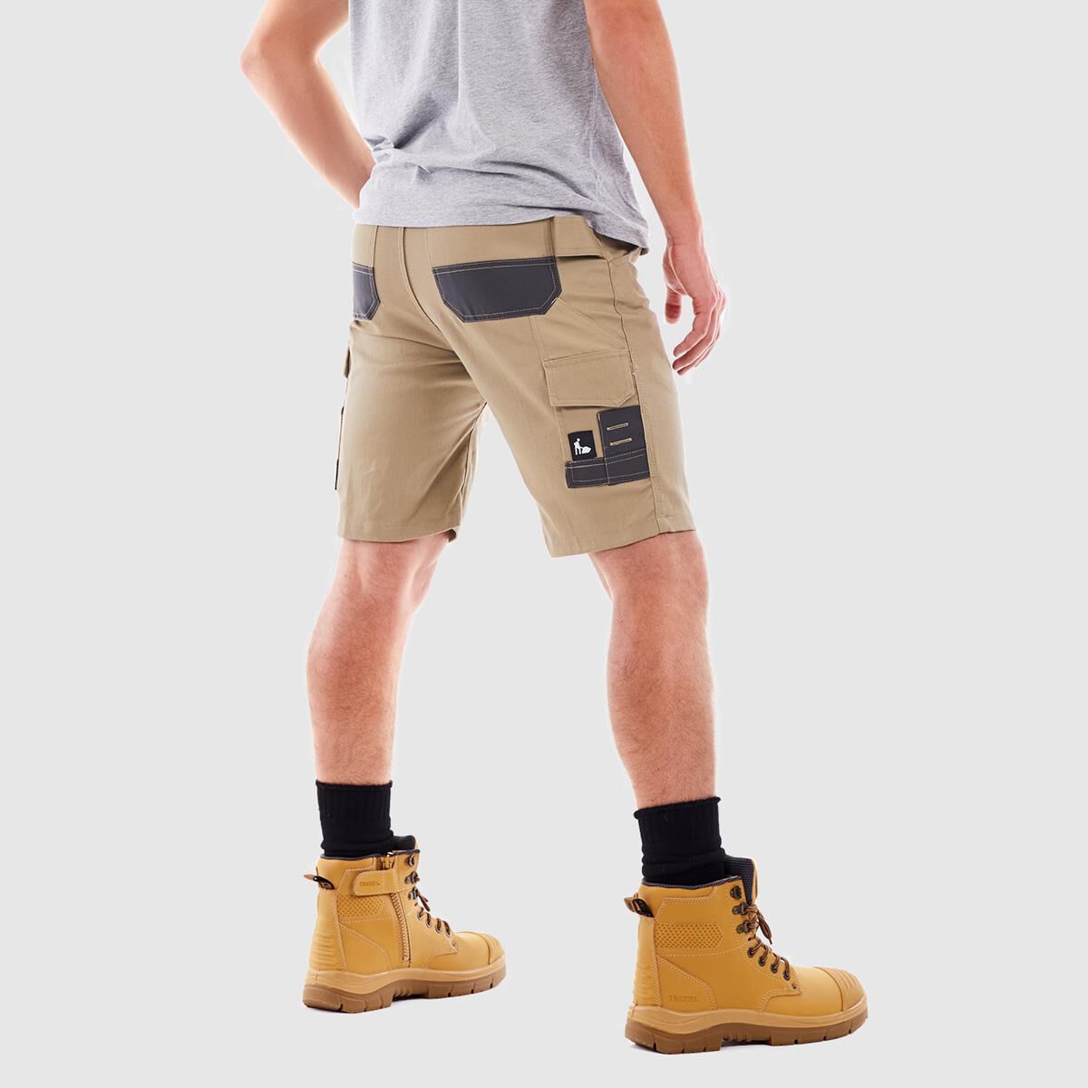 TRADIE FLEX CONTRAST CARGO SHORT KHAKI 87, , scaau_hi-res