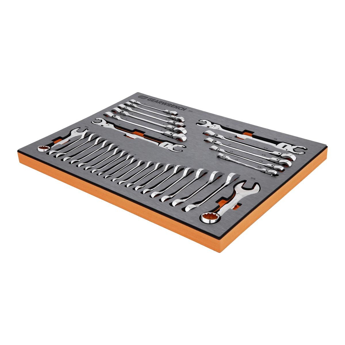 31 PIECE STUBBY & FLEX FLARE NUT WRENCH SAE/METRIC EVA TRAY SET, , scaau_hi-res