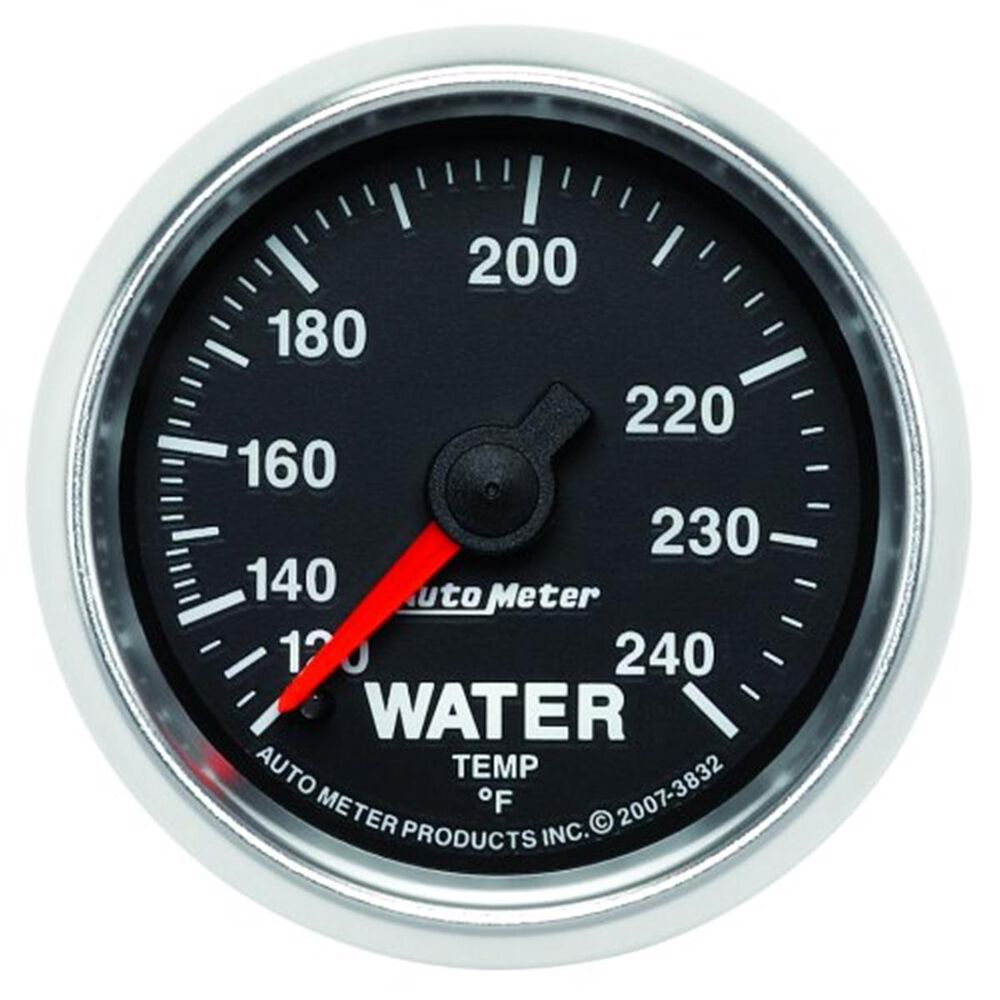 Autometer GS Water 120240F Mechanical Temp Gauge 120 240 F, 6 Feet, 2 1/16 Inch, AU3832