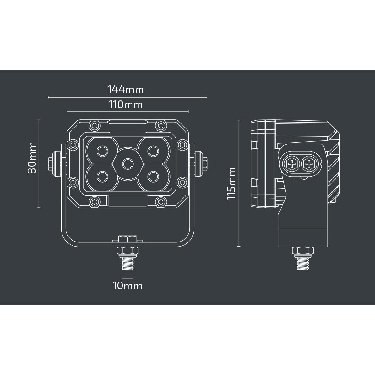 WORK LAMP NOXSOLIS LED 4" X 3" FLOOD BEAM 4,250 LUMEN 12-24V, , scaau_hi-res