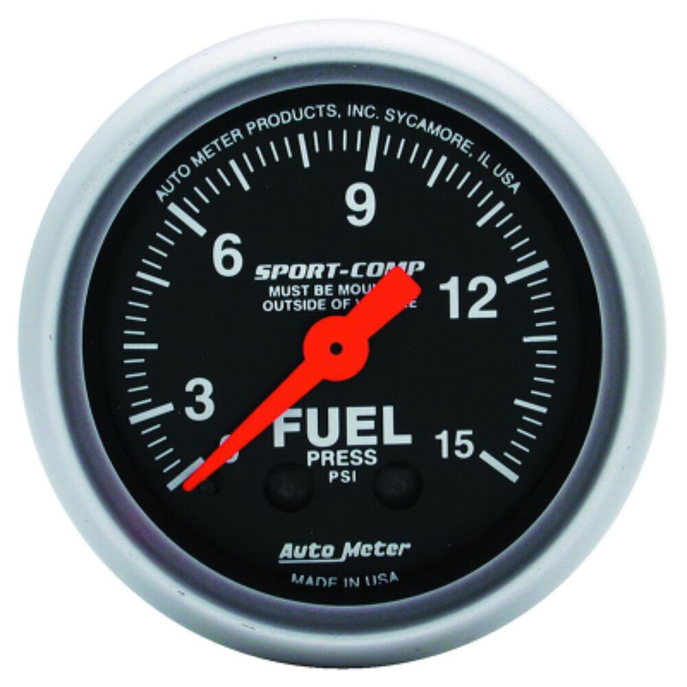 Autometer Fuel Pressure Gauge Mechanical 0 15 PSI, 2 1/
