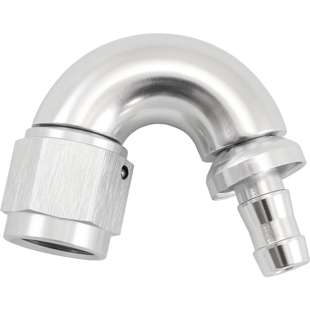 -6AN TO 5/16" BARB 150 DEGREE FULL FLOW PUSH LOCK SILVER, , scaau_hi-res