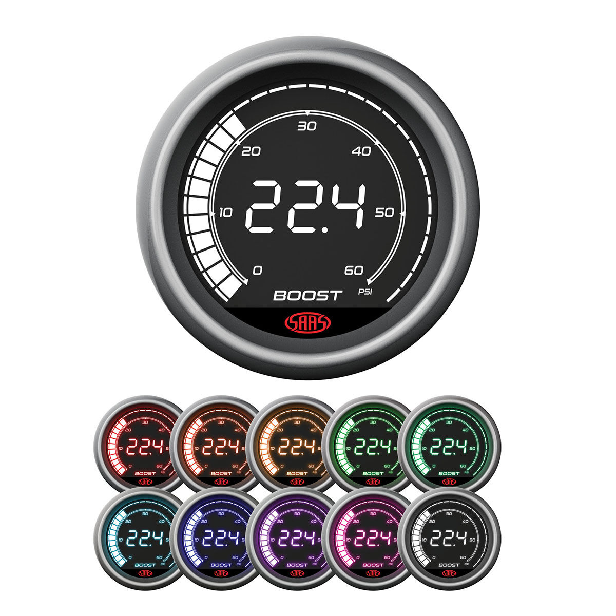 SAAS BOOST GAUGE DIESEL 0-60PSI 52MM DIGITAL SERIES, , scaau_hi-res