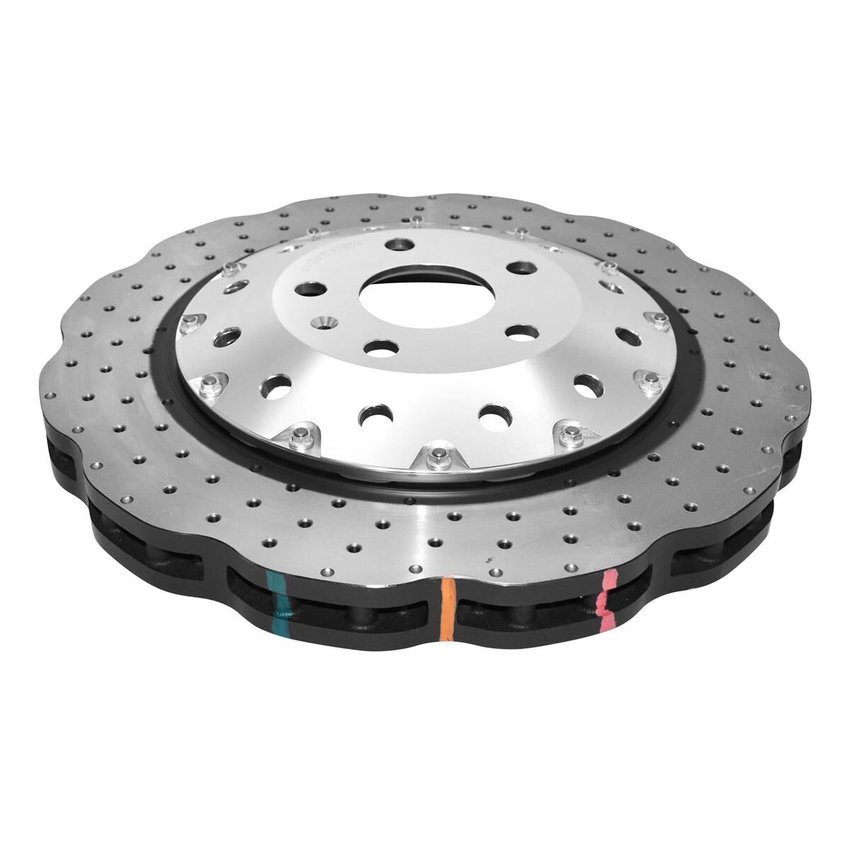 5000 FULLY ASSEMBLED 2-PIECE CLEAR ANODISED HAT CROSS DRILLED/DIMPLED WAVE DISC KP [ AUDI-RS3 -> F ], , scaau_hi-res