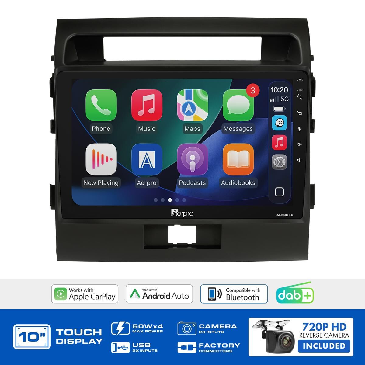 AERPRO 10" MULTIMEDIA RECEIVER HEAD UNIT KIT TO SUIT TOYOTA LANDCRUISER 200 SERIES (2012-2016) - AMDTO18, , scaau_hi-res