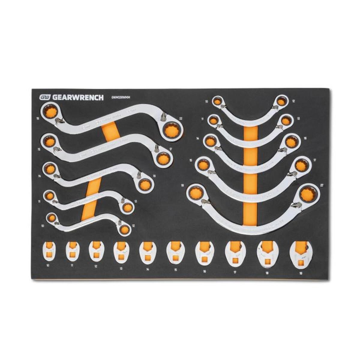 20 PIECE SPECIALTY RATCHETING METRIC WRENCH SET IN FOAM STORAGE TRAY, , scaau_hi-res