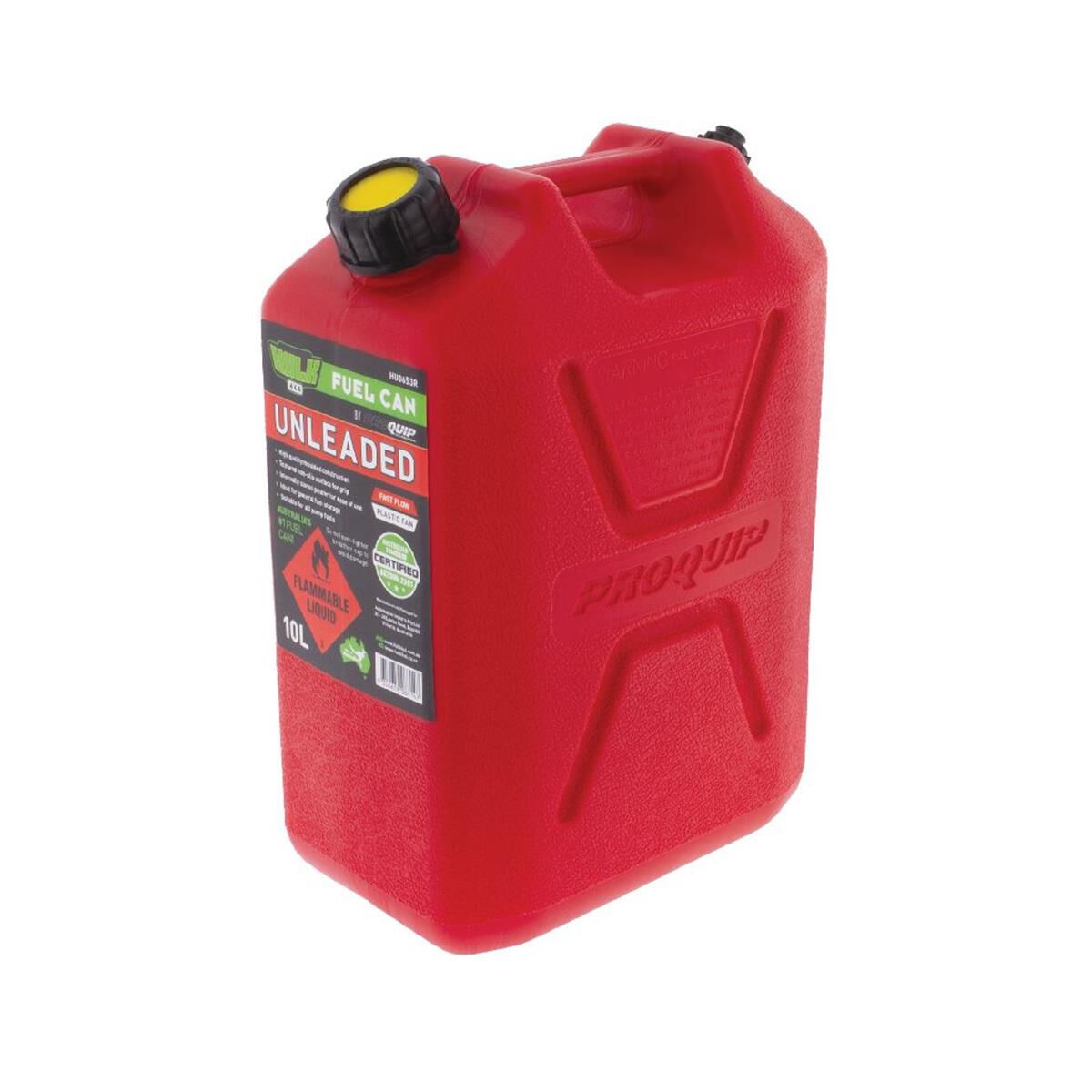 FAST FLOW PLASTIC FUEL CAN 10LT UNLEADED RED, , scaau_hi-res