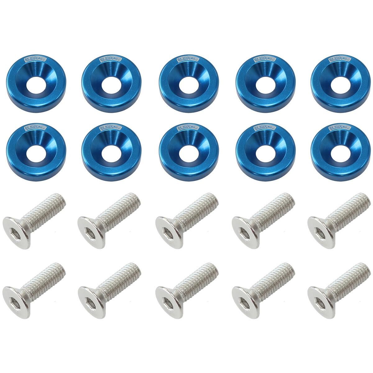 BILLET DRESS UP FENDER BOLT 10 PACK 1/4 UNC UHL 25MM BLUE, , scaau_hi-res