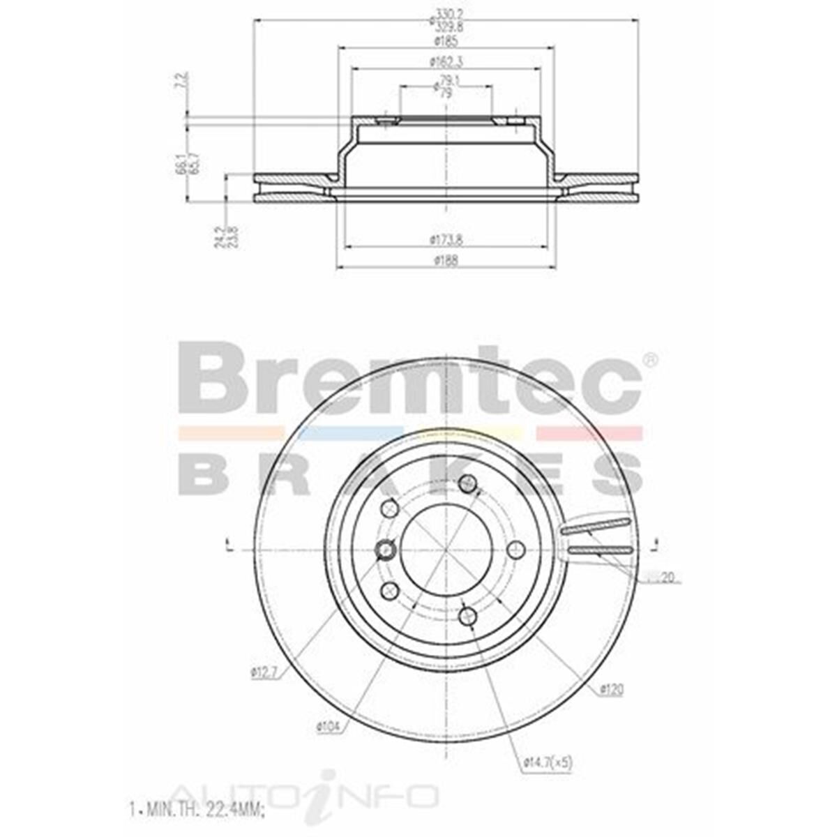 Bremtec Euro-Line Brake Rotor - Single, BDR17320EL | Supercheap Auto