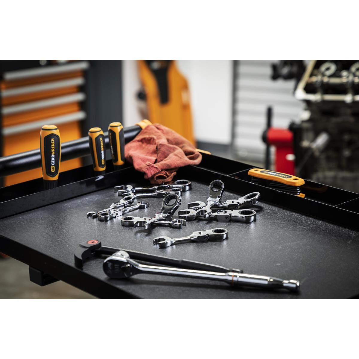 10 PIECE 90-TOOTH 12 POINT METRIC STUBBY FLEX RATCHETING COMBINATION WRENCH SET, , scaau_hi-res