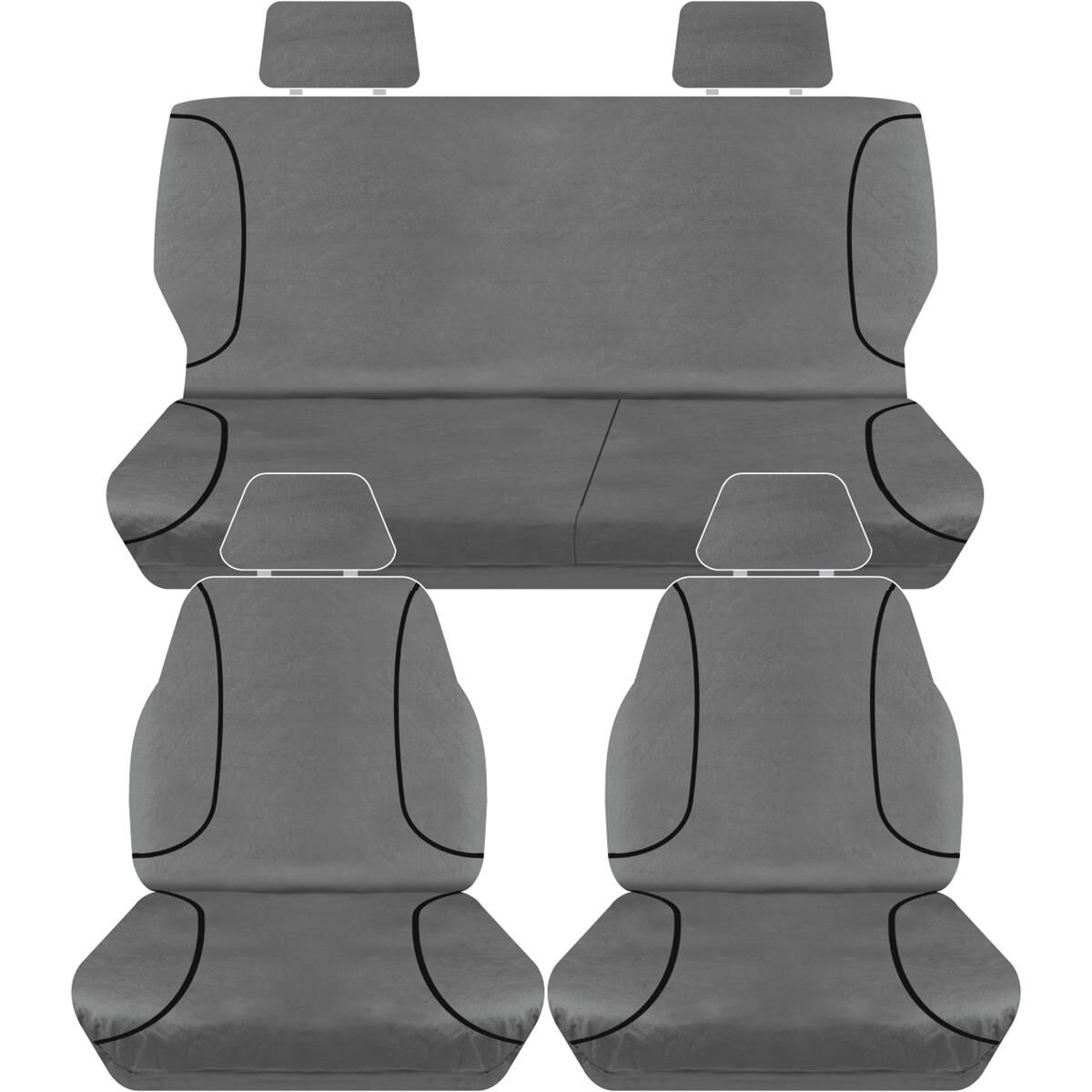 Tradies Canvas Tailor Made Seat Cover Pack Charcoal Suits Colorado RG Dual Cab LX