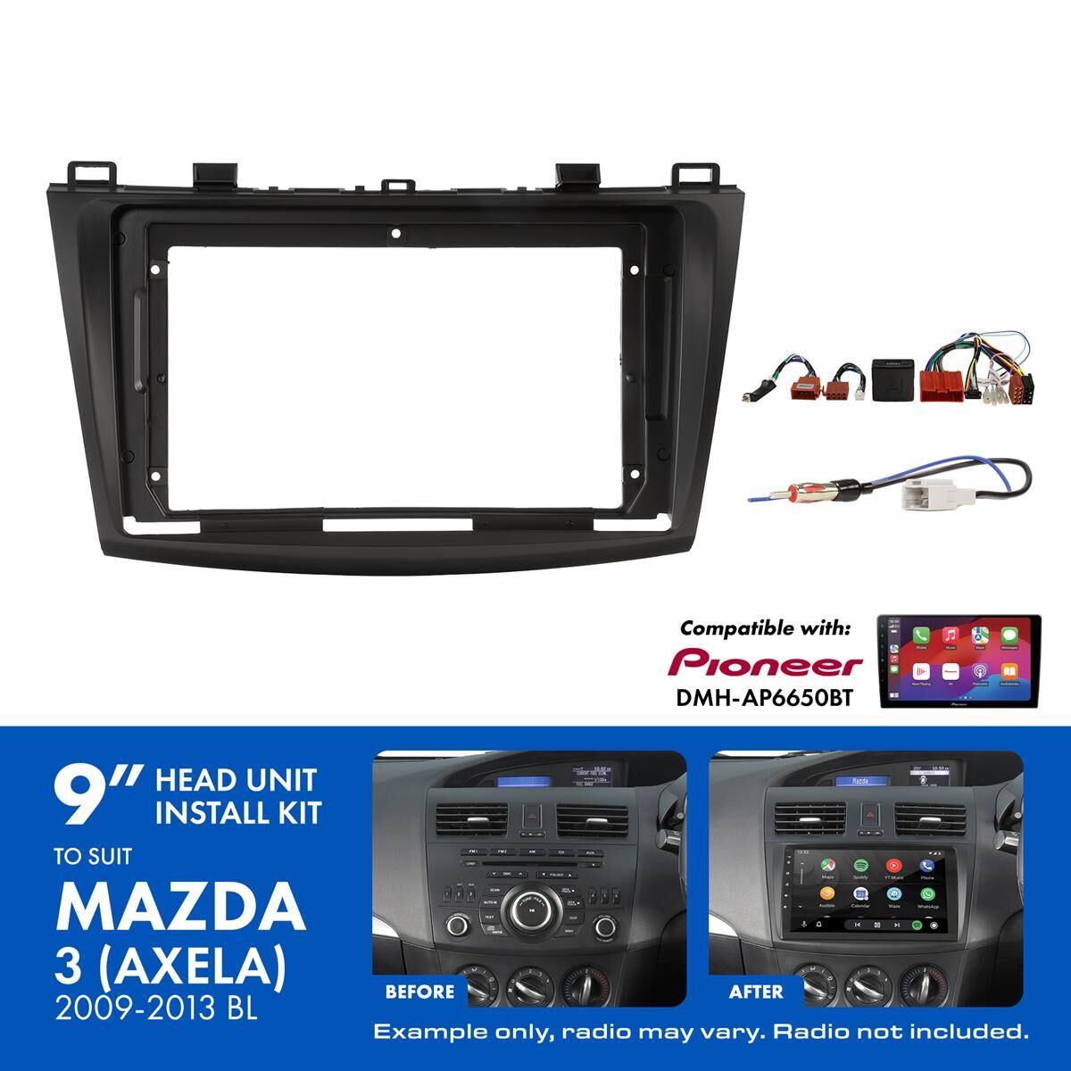 9" HEAD UNIT INSTALL KIT TO SUIT MAZDA 3 2009-2013 BOSE AMPLIFIED, , scaau_hi-res
