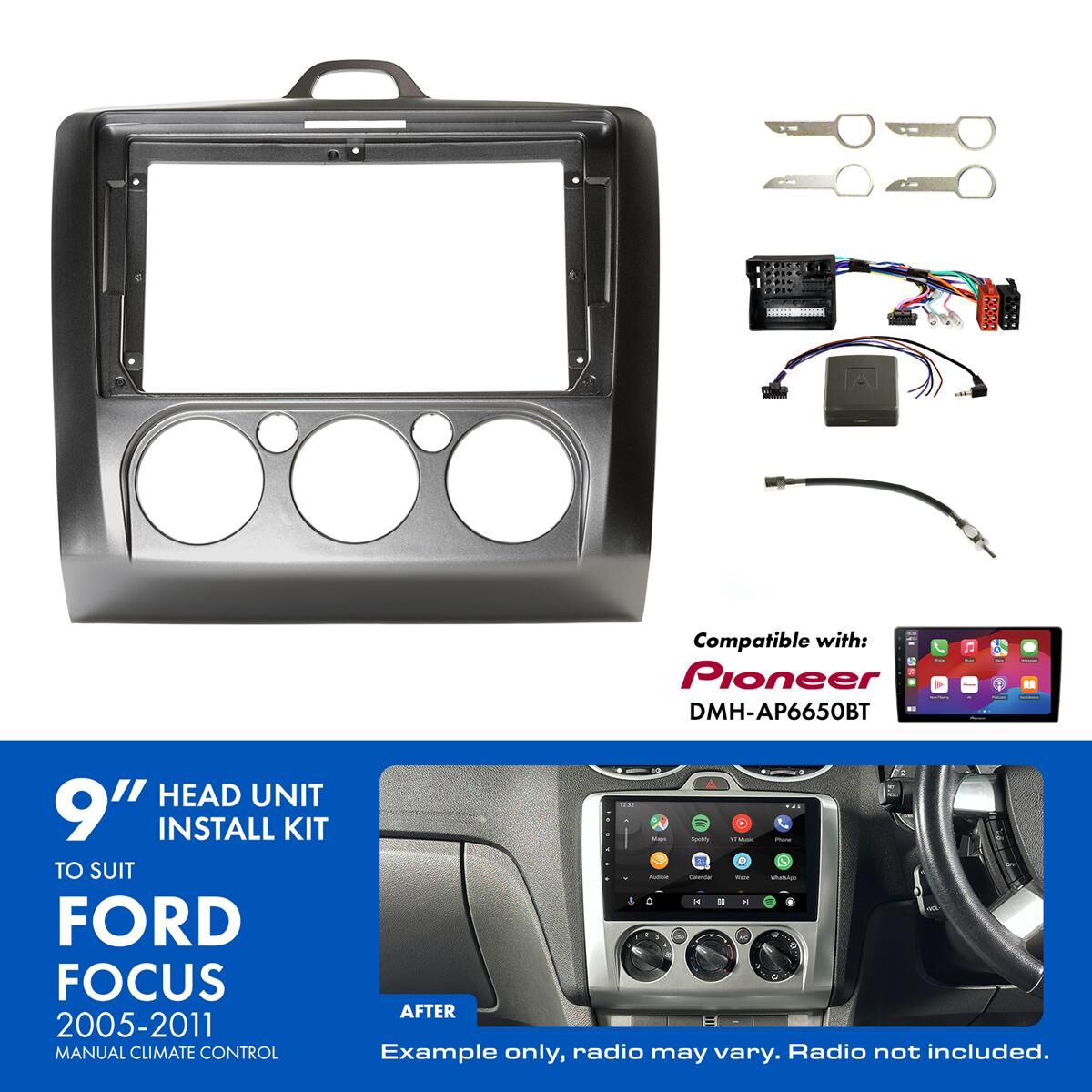 9" HEAD UNIT INSTALL KIT TO SUIT FORD FOCUS 2005-2011, , scaau_hi-res