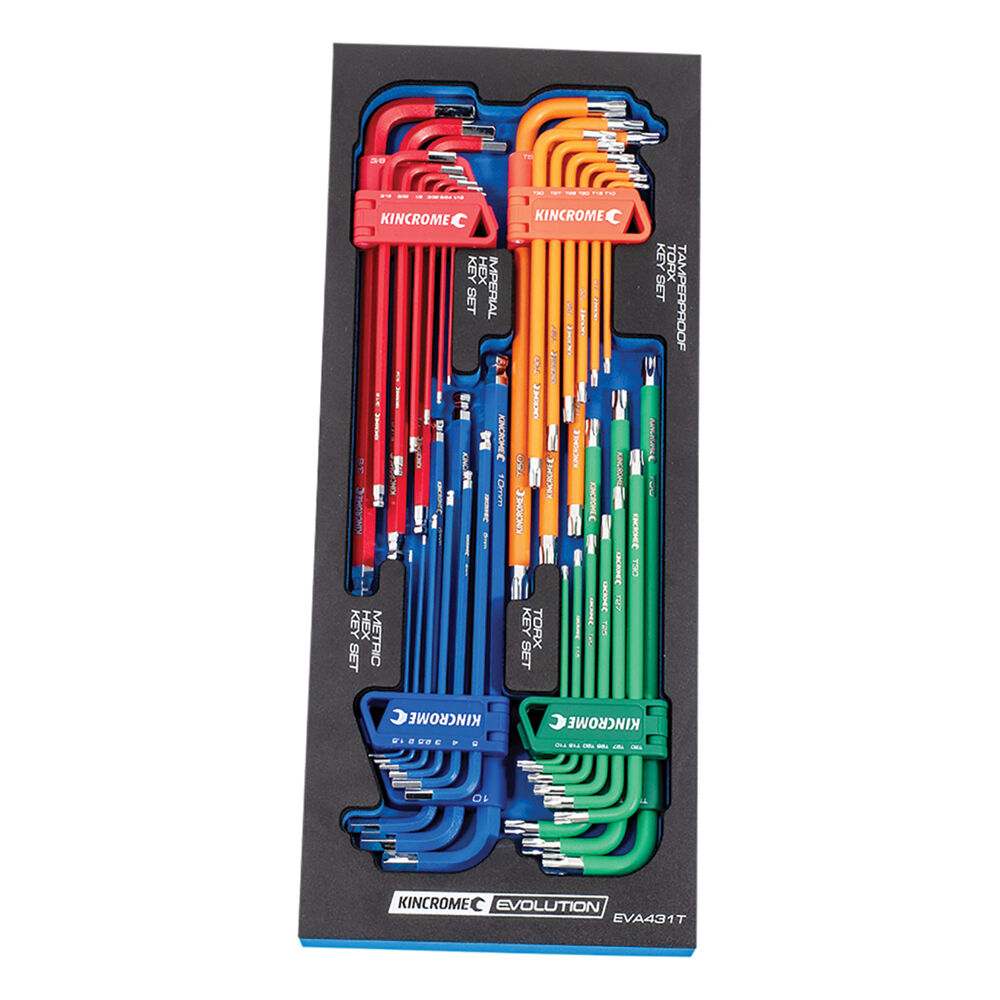 Kincrome Evolution Long Hex Key EVA Tray 36 Piece, Deep, EVA431T